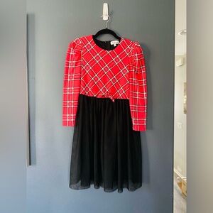 Girls vintage Christmas holidays dress size 14 plaid long sleeve classic